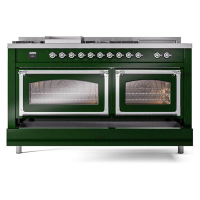 ILVE Nostalgie II Noblesse 60 in Dual Fuel Range 7 Burner, Griddle, Frenchtop