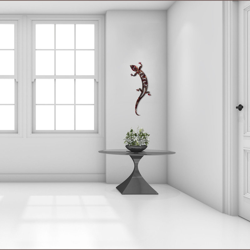 Meyerdirk Art Industrial Lizard Steel Wall Art - Red, Red