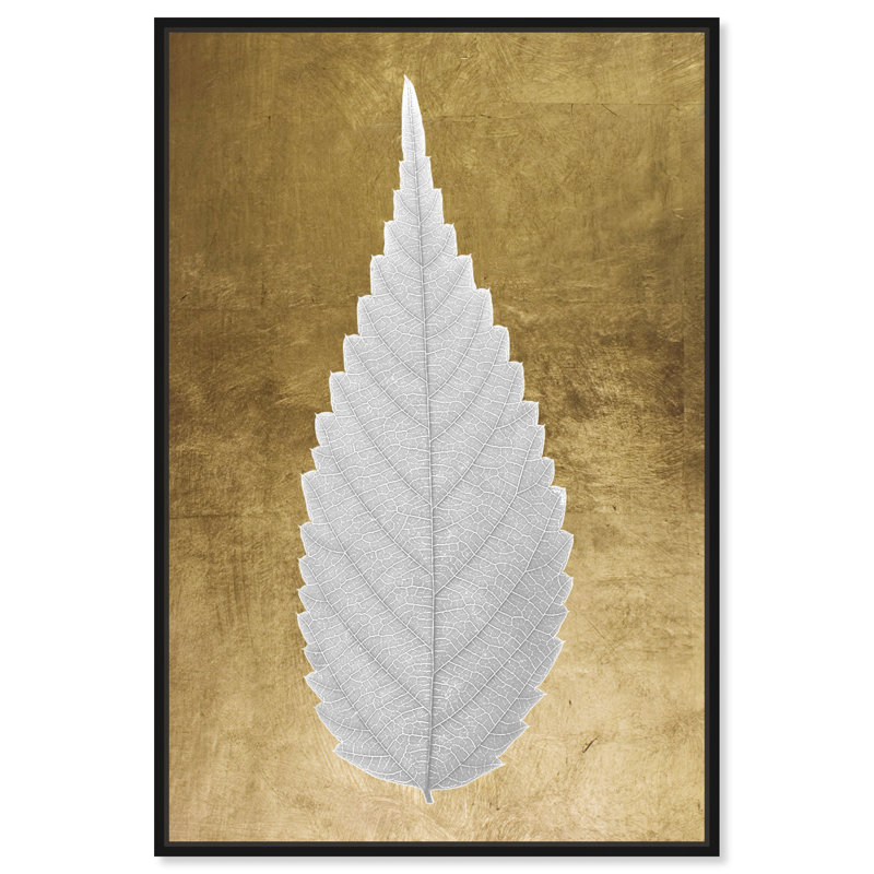" Leaf In Gold II ", Black Framed Canvas, 30" H x 20" W