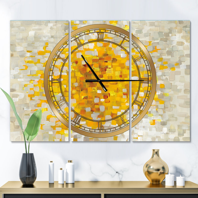 Glam Yellow Explosion Blocks - Horloge murale moderne