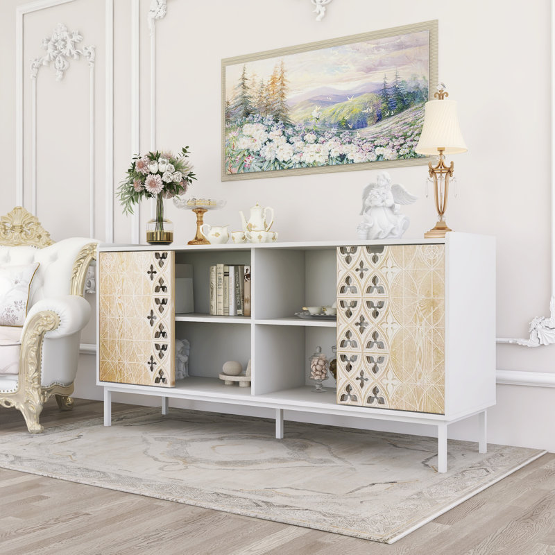 Cabine de style Mid-Century blanc avec porte unie évidée
