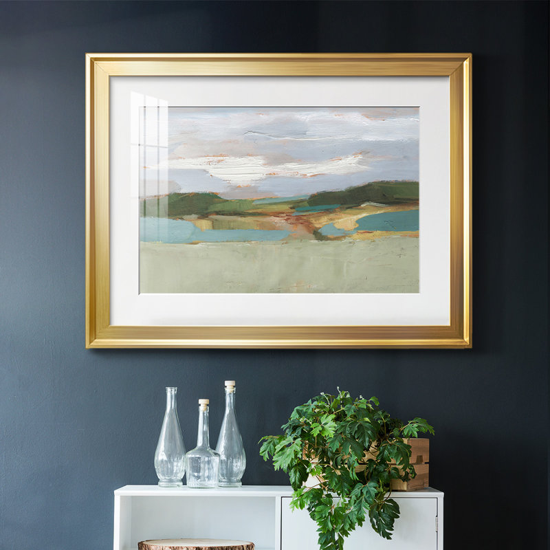 High Noon Vista Study II - Cadre encadré avec cadre biseauté et verre, Or, H 19 po x l 27 po x P 1,5 po