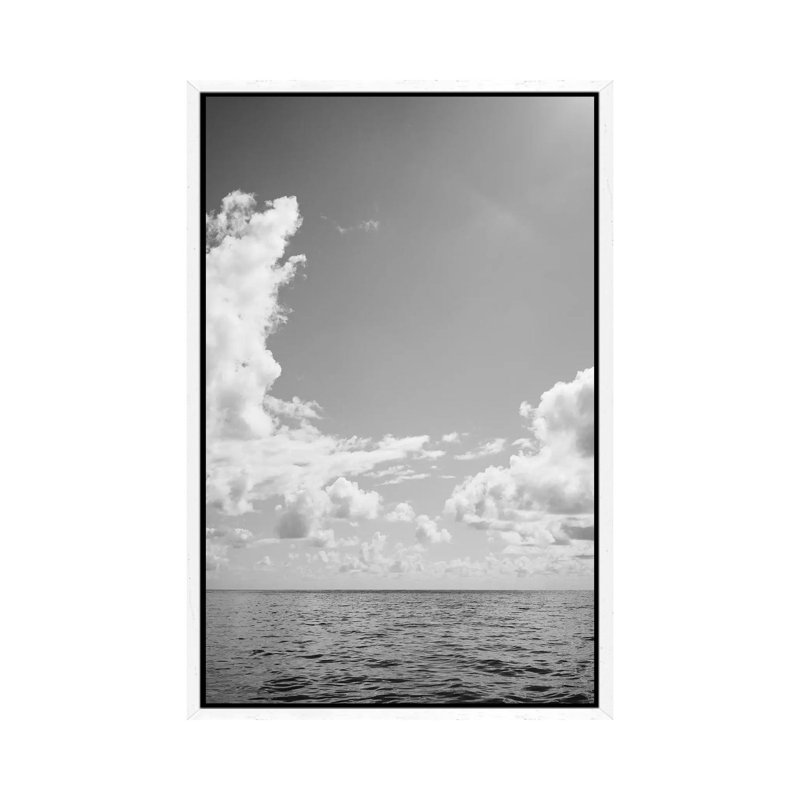 Monochrome Ocean View III by Bethany Young - Print on Canvas, 101.6cm H x 66.04cm W x 3.81cm D, White Framed
