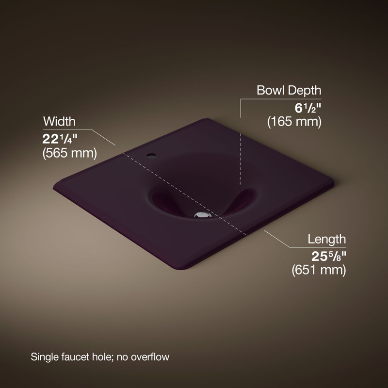 Iron/Impressions 25.625 Bathroom Vanity Top, Black Plum, Single