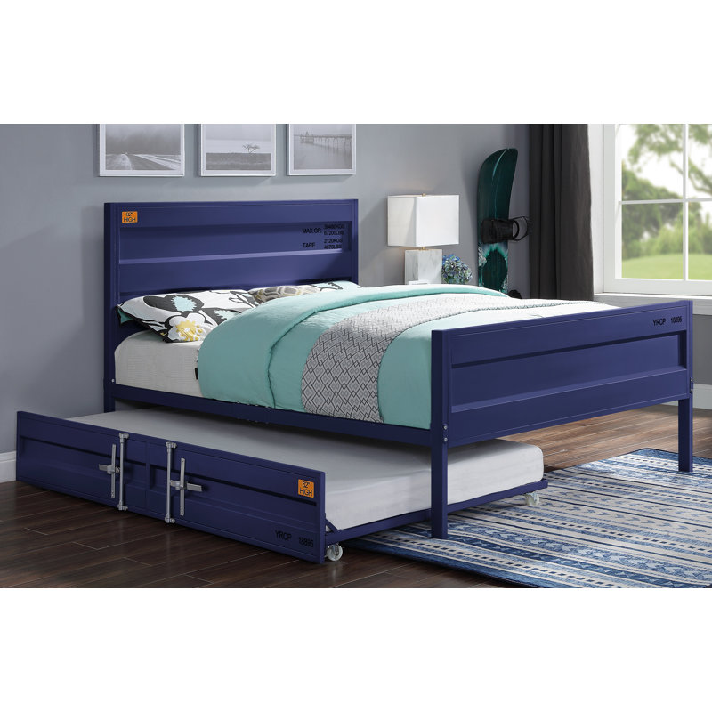Lit plateforme Angus, Double, Bleu