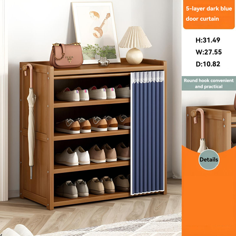Entryway Shoe Cabinet, Multi-Layer Storage, Dust-Proof Solid Wood Shoe Cabinet