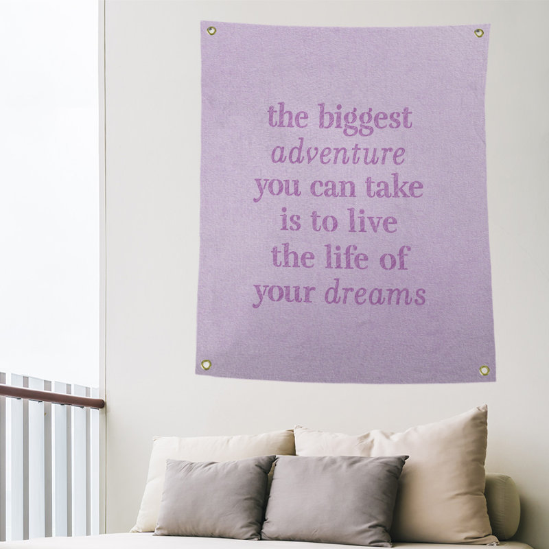 Tapisserie en polyester, le plus grand témoignage de citation adventure, H 80 po x l 59 po, Violet