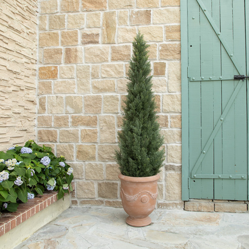 Cèdre artificiel résistant aux rayons UV pour la terrasse, Ensemble de 2, H 60 po x l 17,2 po