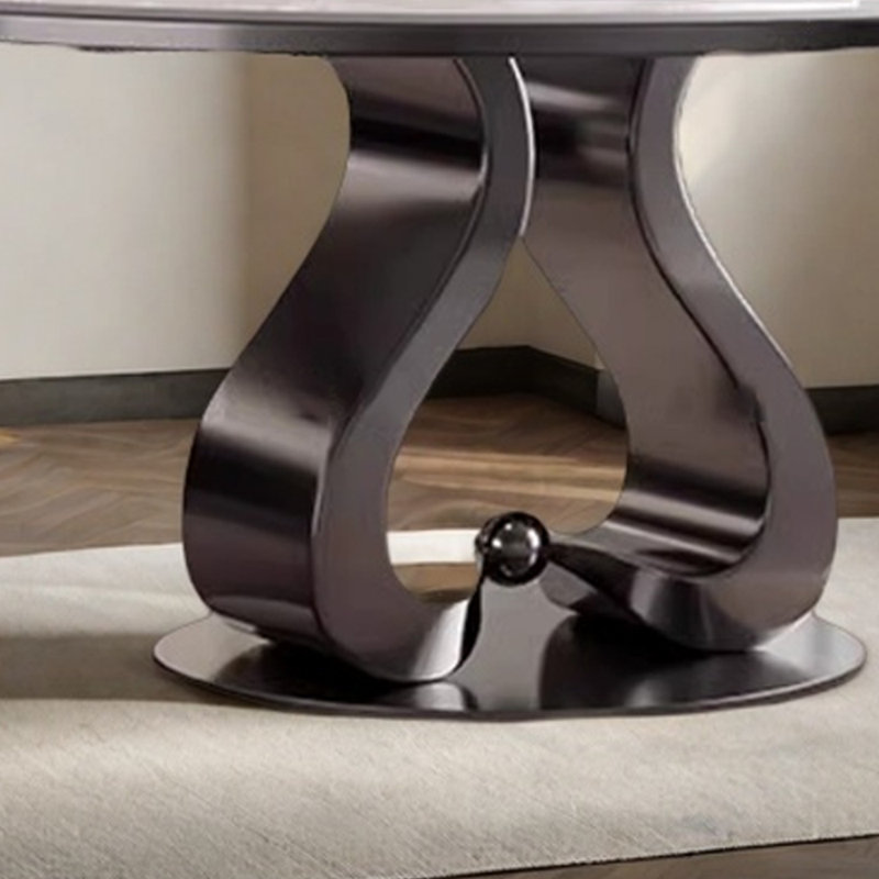 Table et chaise ronde moderne et simple de luxe, Blanc / Gris, H 29,5 po x L 47,2 po x l 47,2 po 