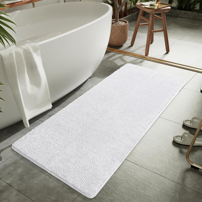 Luxury Bathroom Rug Shaggy Bath Mat, Washable Non Slip Bath Rugs For Bathroom Shower, Soft Plush Chenille Absorbent Carpets Mats