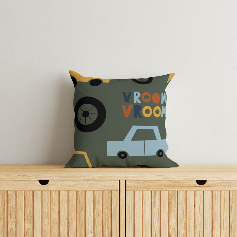 Coussin Vroom, H 18 po x l 18 po, Chimichurri / vert / or / orange
