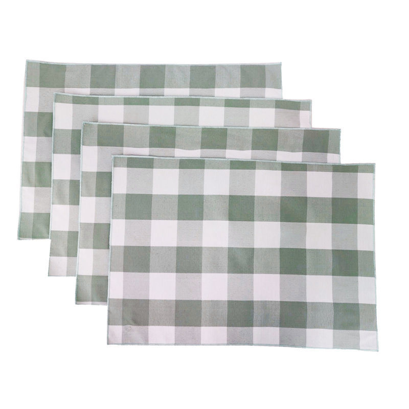 Kellman Polyester Checkered Rectangle Placemat, Sage/White