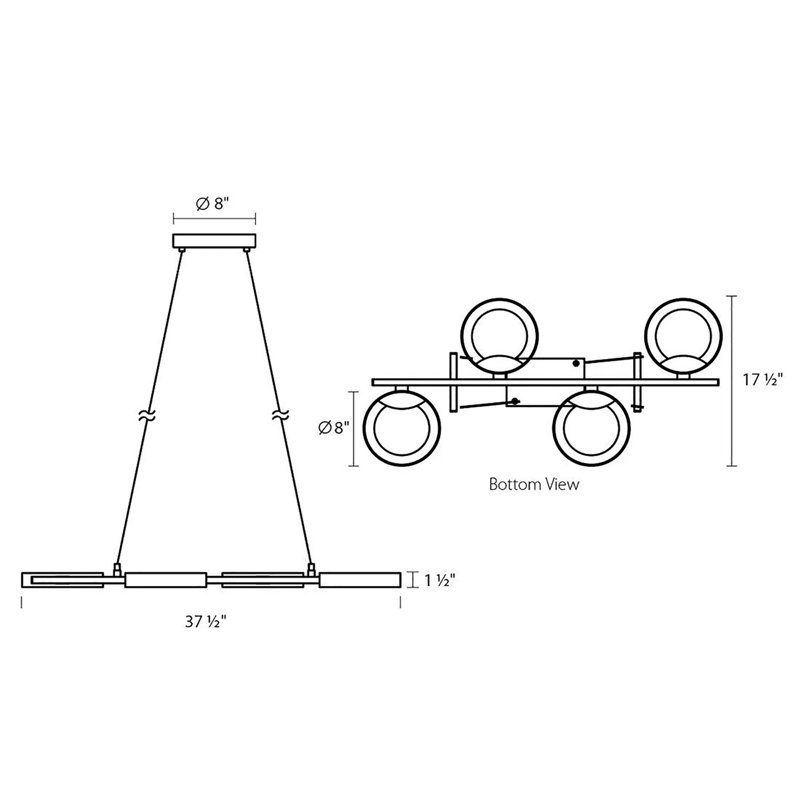 Light Guide Ring 4 - Light LED Chandelier, Satin Black/White