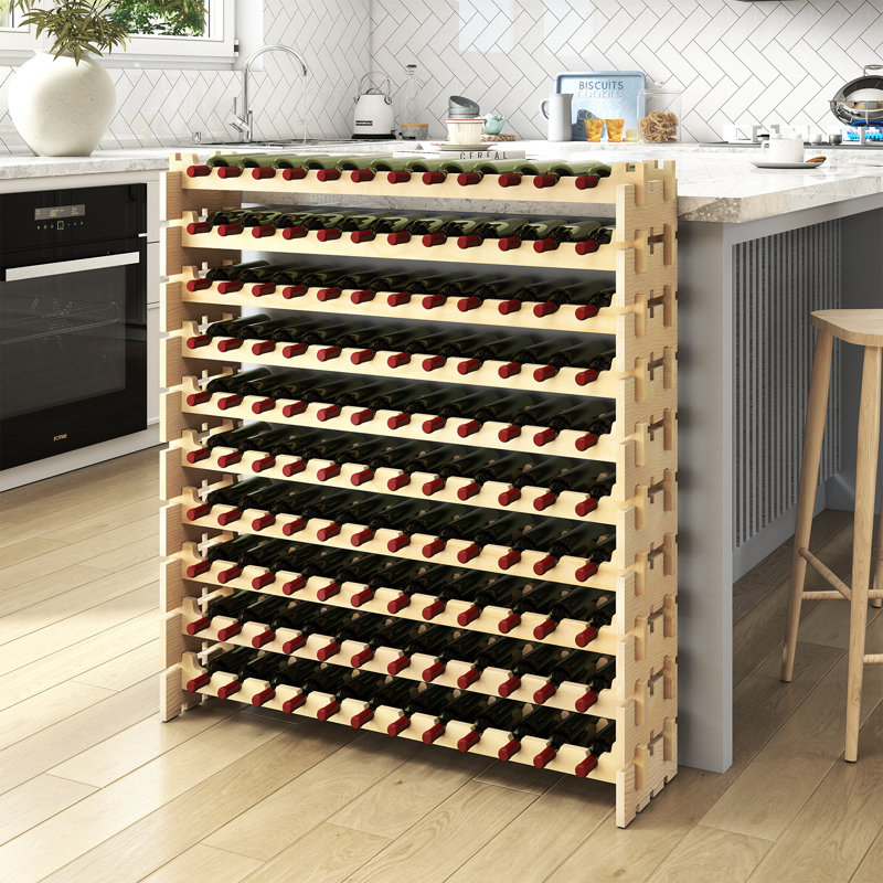 Solid Wood Standard Wine Bottle Rack Yellow