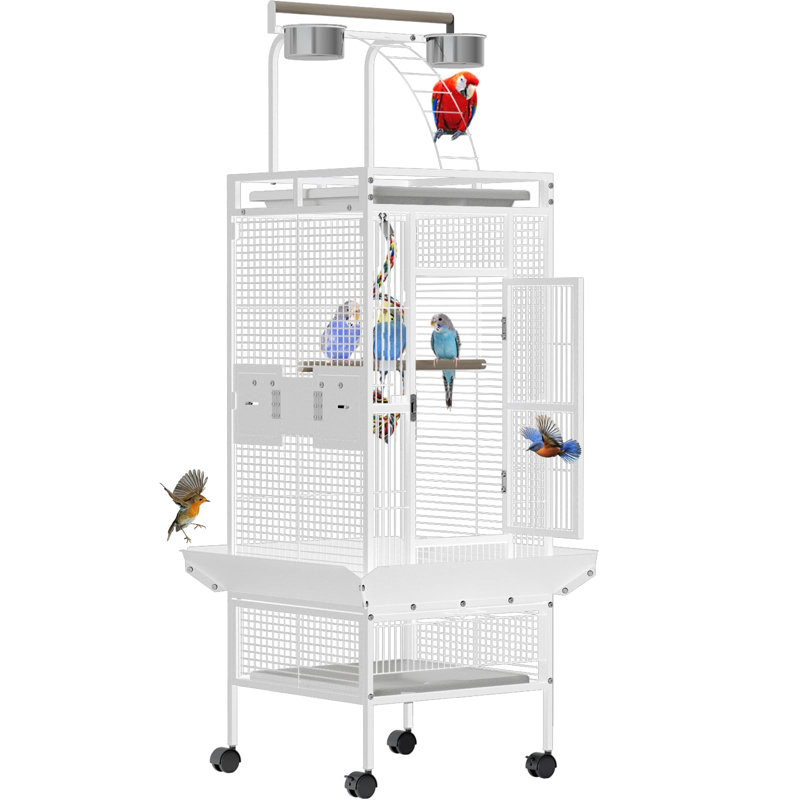 152cm Stainless Steel Floor Bird Cage, White