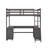 Full Size Loft Bed With U-Shaped Desk, Drawers And Shelves-701333145