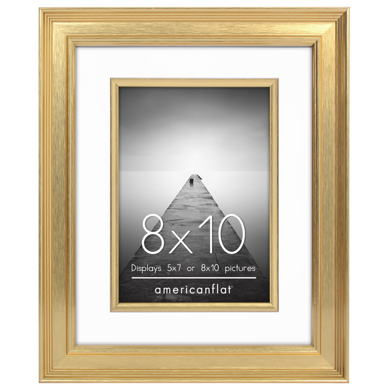 Picture Frame With Decorative Inner Mat Accent - Shatter Resistant Glass And Easel Stand, 8" W x 10" H