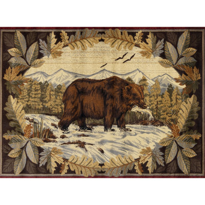 Tapis Lodge - Mimics Nature's Wonder, fait de polypropylène, pour utilisation avec envers, taches et animaux