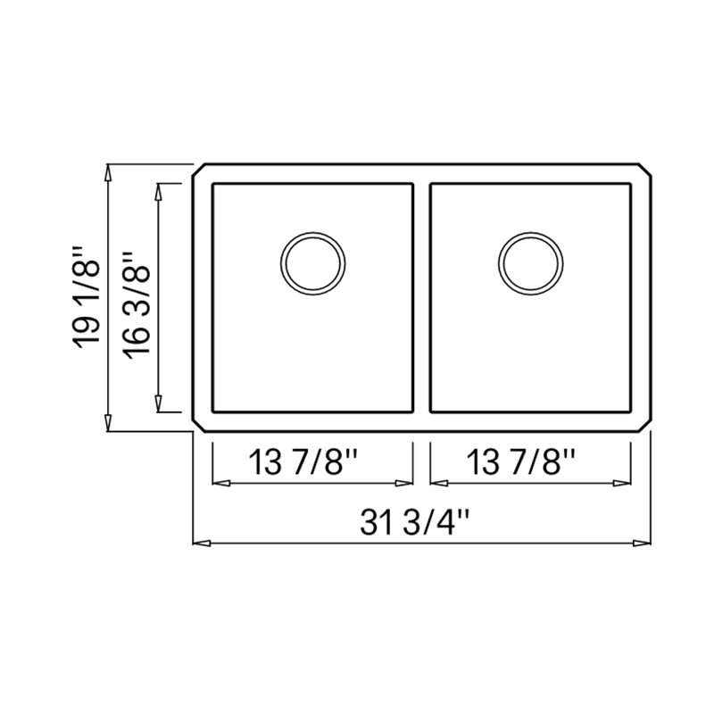 Évier de cuisine encastré double en granite Radius L 31 po x l 18,5 po Radius, Blanc