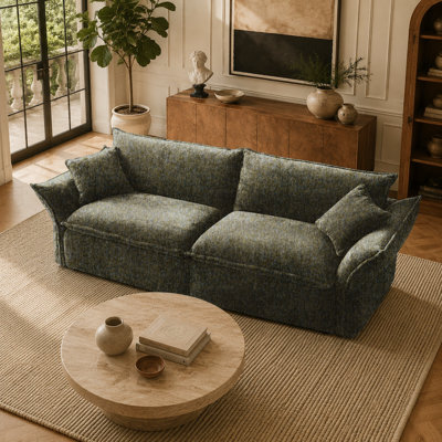 Peta 104" Modern Deep Seat Cloud Sofa, Down-Filled Cushion Chenille Couch, Seats 3 for Living Room, Fully Assembled