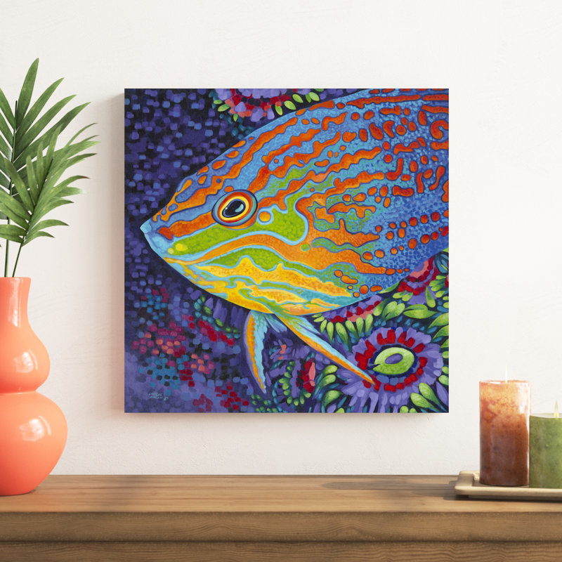 " Brilliant Tropical Fish I " Painting Print, 20" H x 20" W x 1.25" D