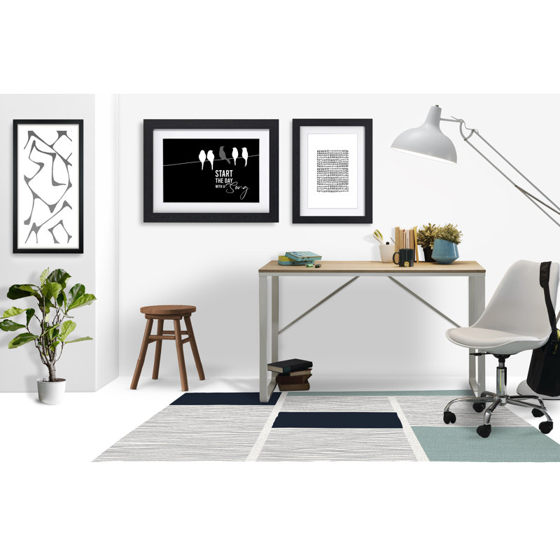 Tapis de chaise rectangulaire Rapu, L 36 po x L 60 po, gris