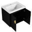 Meuble-lavabo de salle de bain 24 po - Châtaignier noir, fixation murale, optimisation de l'espace avec lavabo, finition châtaignier, design moderne, rangement à 2 portes, lavabo en céramique, poignée en métal durable-878272734