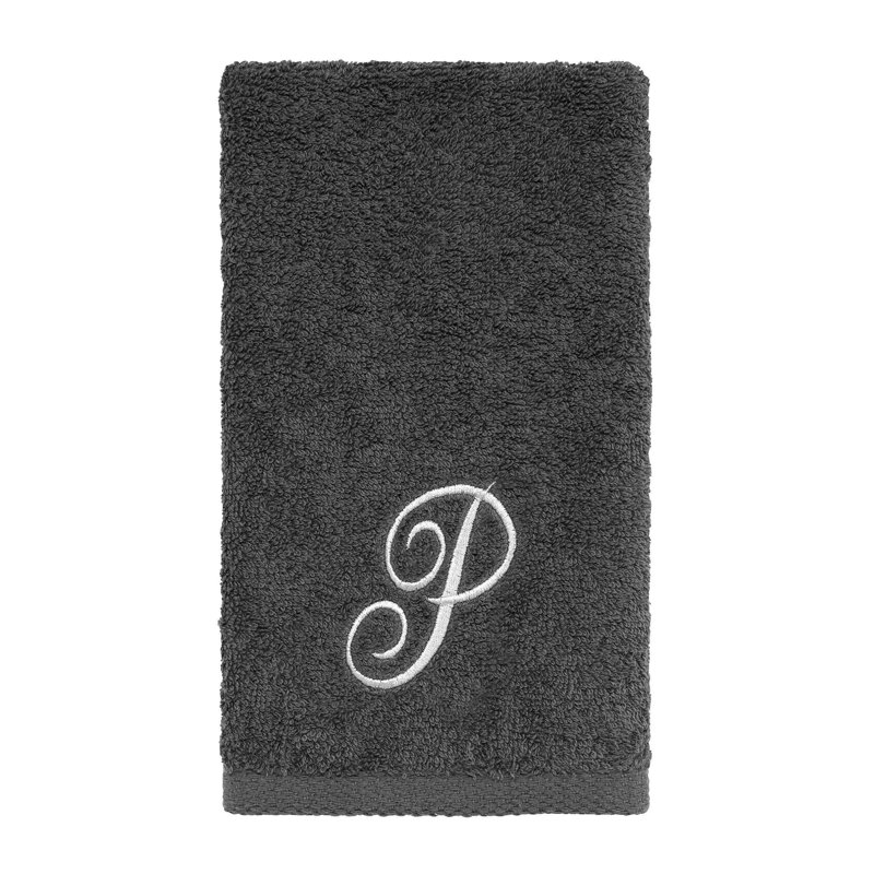 Winston Porter Granite/Silver Script Monogram Fingertip Towel Letter P