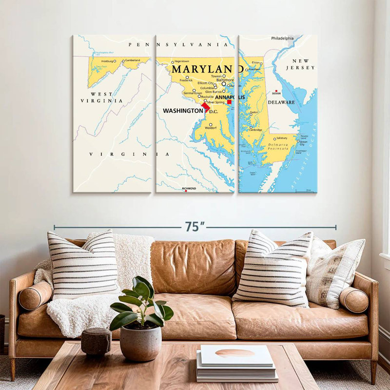 Aliaz Maryland Map, 42" H x 65" W