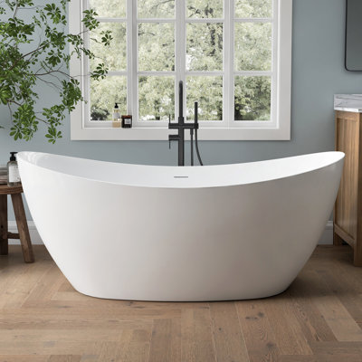 65'' Freestanding Tub Deep Soaking Acrylic Bathtub