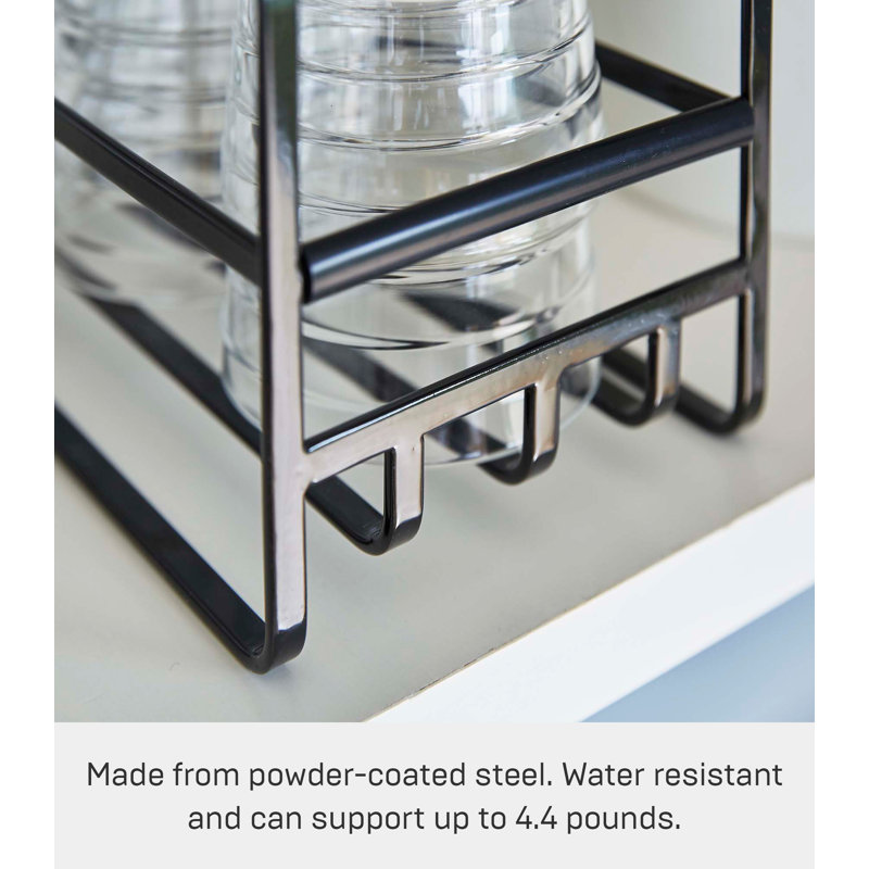 Black Steel Glass and Mug Cabinet Organizer