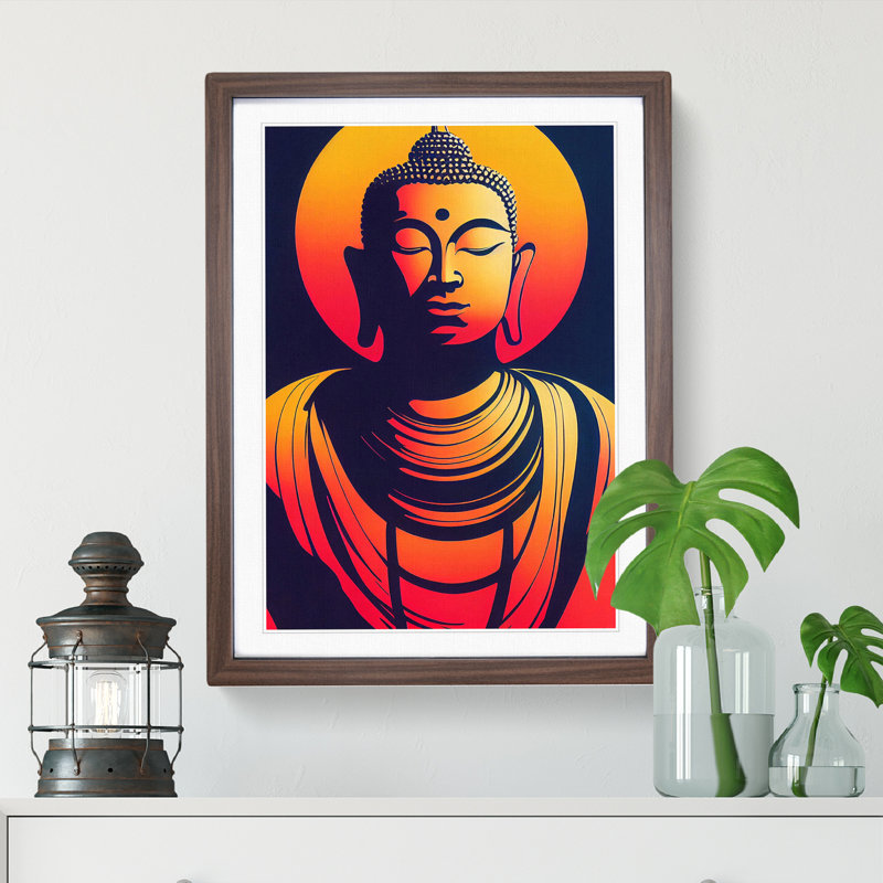 Modern Buddha No.1 Abstract - Framed Print, 46cm H x 34cm W x 2cm D, Walnut