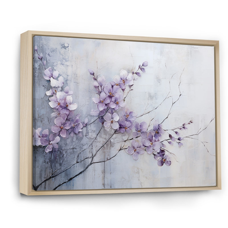 Art mural violet pour le salon, H 12 po x l 20 po x P 1 po, Cadre naturel flottant