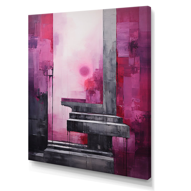«Fuchsia Facades Skyscraper Horizon III», reproduction sur toile, Toile tendue, H 40 po x l 30 po x P 1,5 po