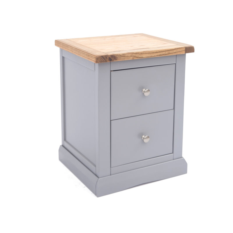 45 cm W Bedside Table, Grey/Brown
