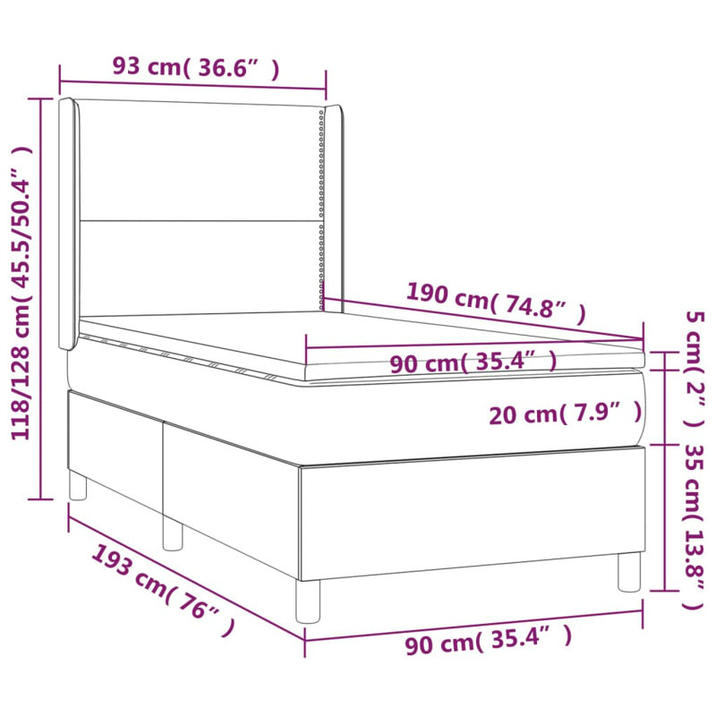 Anahira Solid Wood Bed with Mattress, Single (3'), Dark Brown