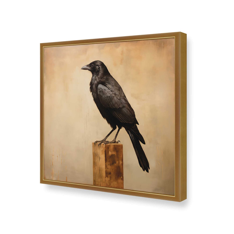 The Crow by Heidi Kuntz Art Print, L 36 x H 36, Impression encadrée, Doré