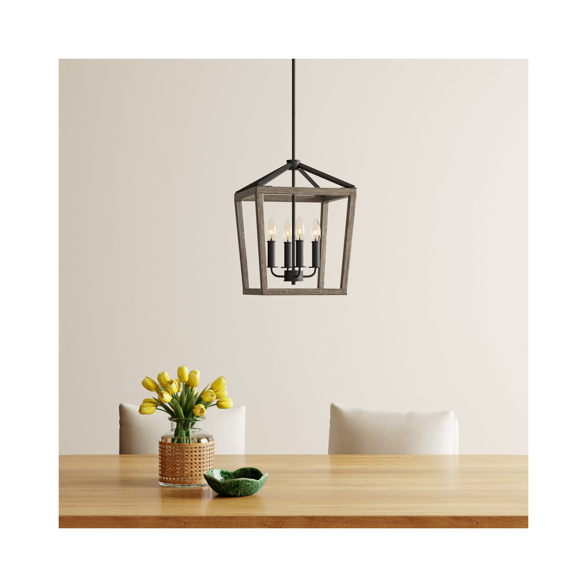 Icarus 4 - Light Lantern Geometric Chandelier, 62.5" H x 12" W x 12" D