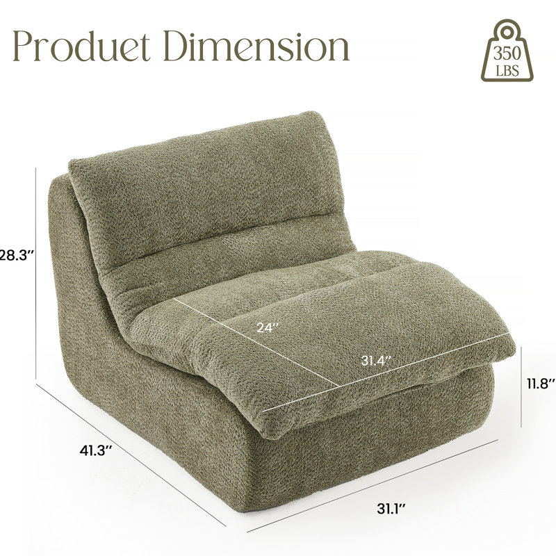Canapé d'appoint rembourré, fauteuil moderne avec siège moelleux, canapé élégant pour le salon, la chambre à coucher ou le bureau