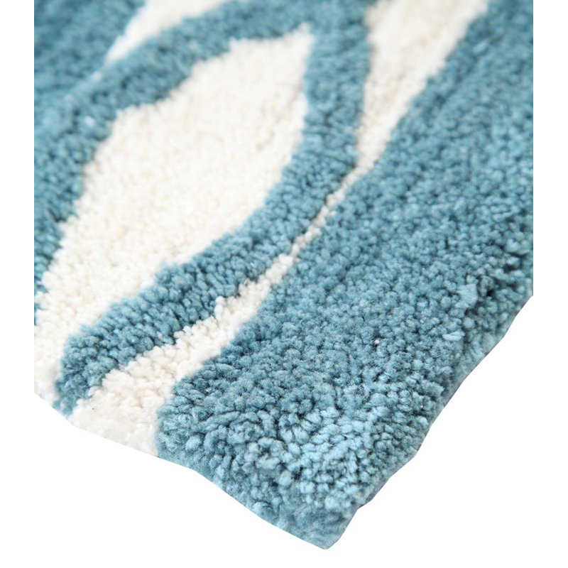 Yair Non-Slip Bath Rug, Aqua Blue