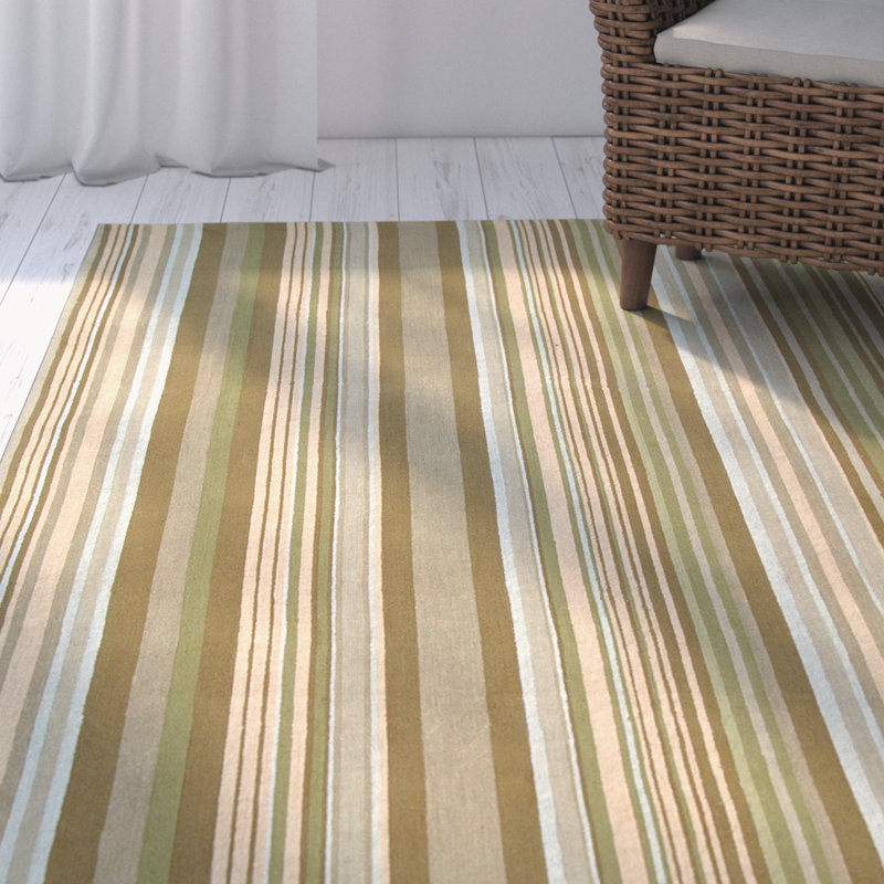 Atilia Hand Hooked Cotton Pile Striped Rug, Rectangle 5' x 8'