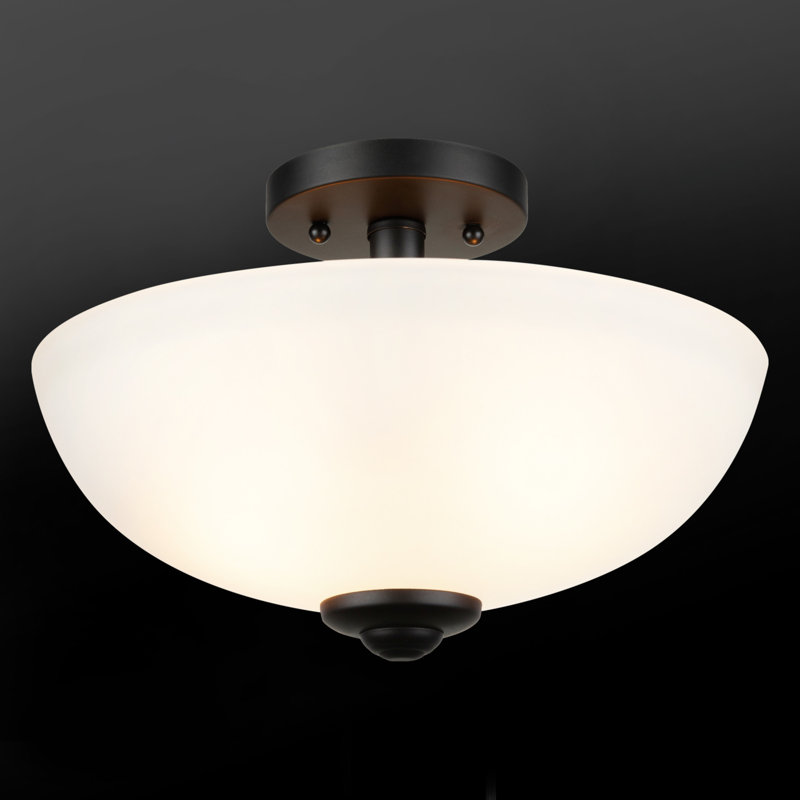 Plafonnier semi-encastré 2 lumières 12,99 po Malysia, Bronze satiné