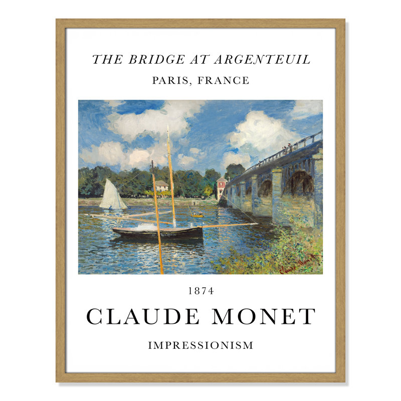 Pont à Argenteuil par Claude Monet, Non, Cadre photo naturel naturel, H 29,5 po x l 23,5 po x P 0,75 po