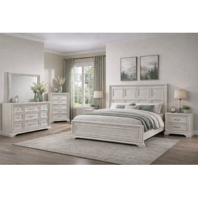 Classic Panel Bedroom Set in White Finish