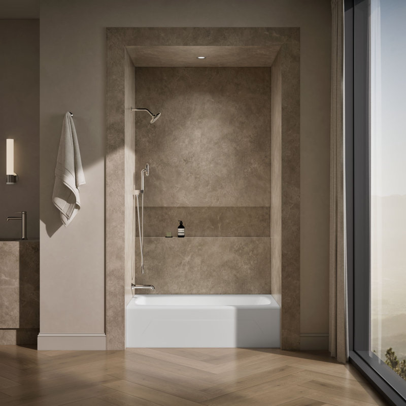 Baignoire de trempage en alcôve / tuile 54 po x 30 po Seaforth ™, Blanc, Gauche