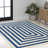 Isibeal Modern Classic Mitre Stripe Navy/Ivory Rug-1555734156