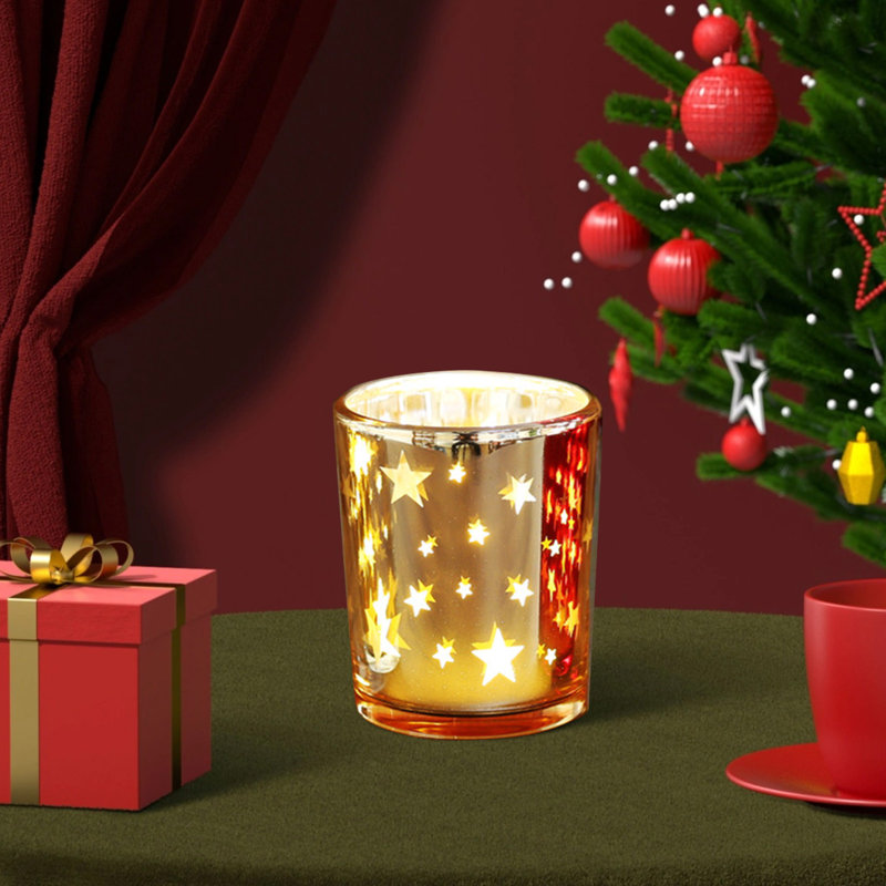 Bougie de Noël en forme de chandelle en verre aromatique, Yellow