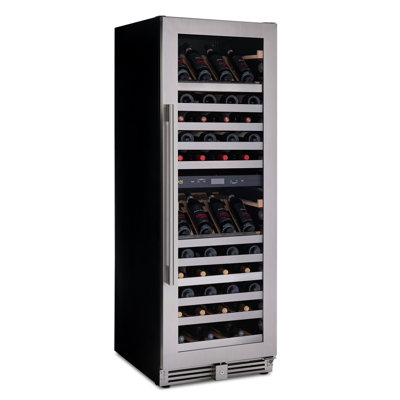 Newair Estate Series 24" 160 Bottle Wine Fridge, Dual Zone Premium Refrigerator with Display Shelves for Wines in Seamless Stainless Steel