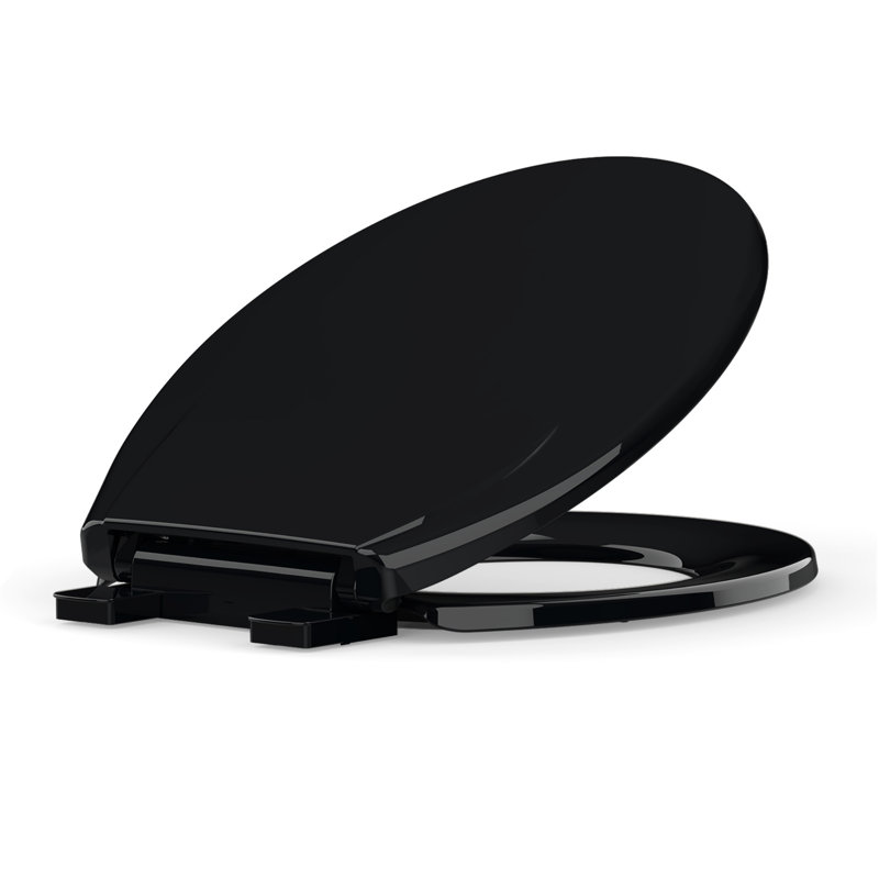 Round Toilet Seat, Quiet Close Cover and Seat, Easy to Clean and Stain-Resistant, Residential Standard Toilet Seat with Lid, Secure Plastic Hinges, Easy to Install