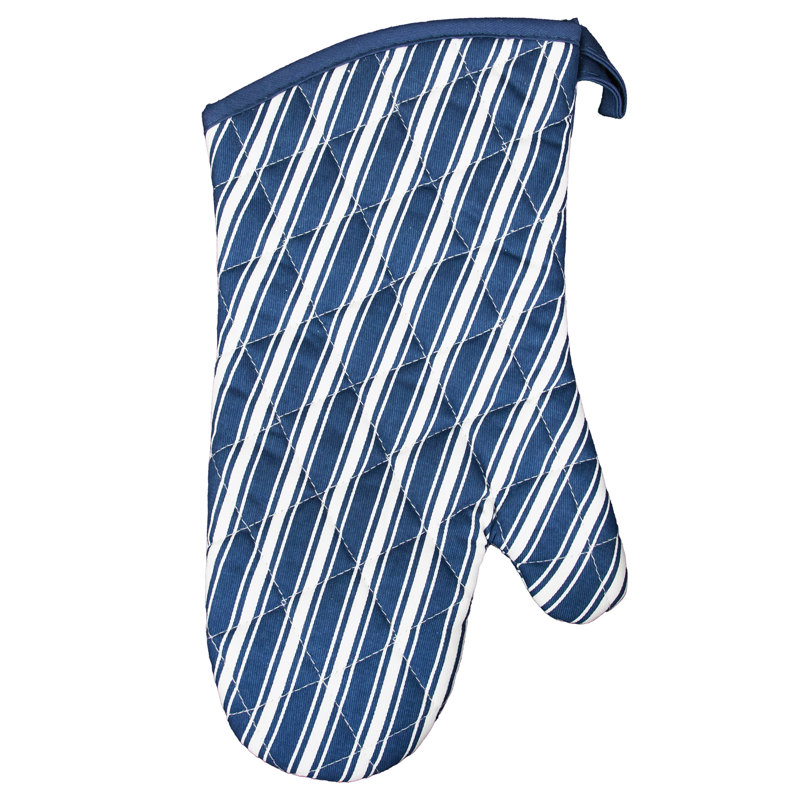 Better Houseware Striped Cotton Oven Mitt, Blue